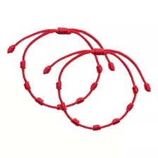 Pulseira Cabala Vermelha Mal Olhado Sorte Regulável Kit C/2
