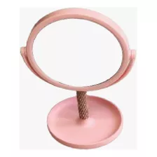 Espelho Decorativo Giratório C/aumento Rosa Camarim Quarto 