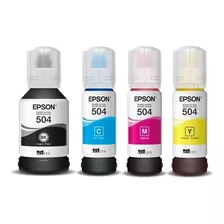 Kit 4 Tintas Epson 504 Original, L4150, L4160, L6170, L6171.