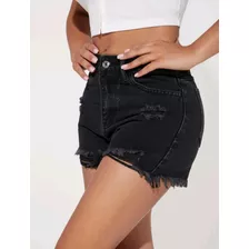 Shorts Jeans En Color Negro/ Shorts Jeans/ Jeans Para Mujer 