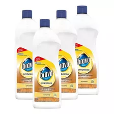 Kit 4 Cera Líquida Bravo Brilho Prático Amarela 750ml