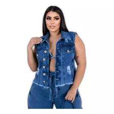 Colete Feminino Plus Size Jeans Lycra Premium Lançamento 56