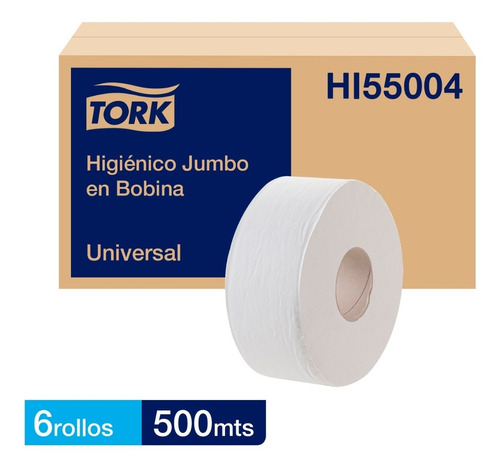 Papel Higiénico Jumbo Tork Universal 6 Rollos De 500 Metros