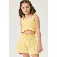 Conjunto Blusa E Short Monocromático Amarelo Catavento