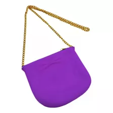 Cartera Bandolera Bolso De Silicona Con Cadena Y Cierre Color Violeta