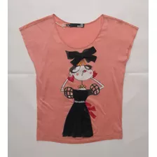 Playera Moschino De Mujer, En Talla M, Color Coral