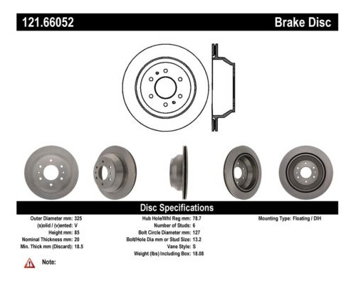 Disco Freno Tras Para Gmc Envoy Xuv 4.2l L6 04-05 Foto 4