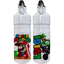 Pack Botella De Agua Metalica Acero Inoxidable Mario Y Luigi