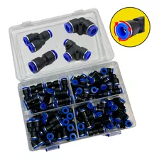 Conexão União Para Mangueira Pneumática 1/4 Kit 60 Peças Top