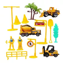 Kit 14 Pcs Tratores Caminhões Construção 1:64 Die Cast Metal