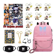 17pcs Bts Mochilas Tarjeta Postal Llavero Juego De Cuaderno