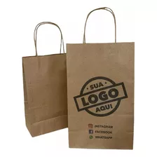 100 Sacolas Papel Personalizada Seu Logo 50 M 50 G