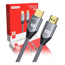 Cabo Hdmi 2.1 8k Blindado Ultra Hd Resolução 8k 120hz Ps5, Ps4, Xbox, Projetor, Set-top Box Comprimento 2 Metros