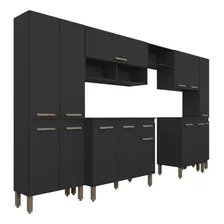 Cozinha Modulada 7 Peças Tieli Preto - M.a Cor Preto Fosco