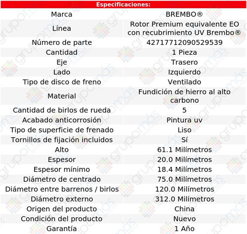 Disco Ventilado Trasero Conductor Brembo Bmw M3 1995 A 1999 Foto 3