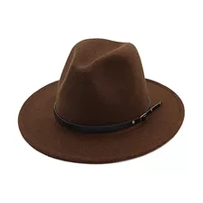 Sombrero De Fedora Clásico De Ala Ancha Con Hebilla