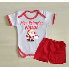 Body Primeiro Natal Conjuntinho Personalizado Para Bebê 