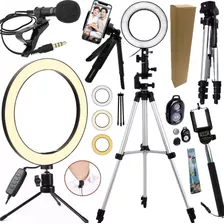 Kit Filmagem No Celular Luz Hing Light Tripé Youtuber Vídeos