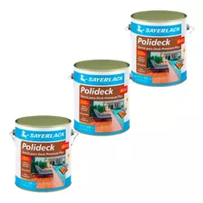 Kit C/3 Verniz Deck Polideck Natural Madeira 3,6 Semi Brilho