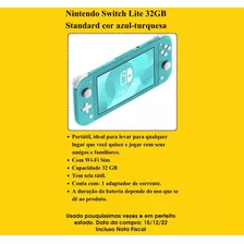 Nintendo Switch Lite 32gb Standard Cor Azul-turquesa