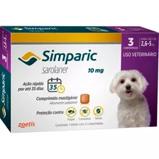 Antipulgas Simparic Zoetis Cães 2.6 Kg 5 Kg Cx 3 Comp.