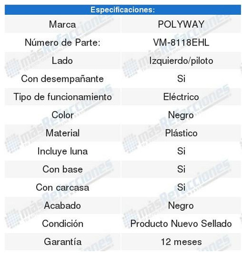 Par De Espejos Electricos Negro Partner 13 A 17 Foto 2