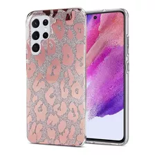 Funda Samsung Galaxy S22 Ultra 5g Leopardo Brillante Rosa