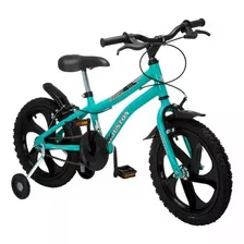 Bicicleta Houston Infantil Nic Aro 16 1v Freios Side Pull Cor Verde-água Com Rodas De Treinamento