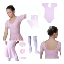 Roupa De Ballet Infantil Kit Completo 7 Itens Sapatilha Lona