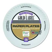 Ajm Embalaje Cp9goawh Gold Label Coated Paper Plate, Diámetr