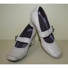 Zapatos Color Marfil Taco Chino N 35