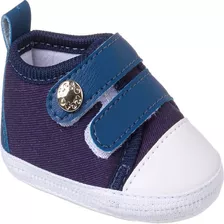 Sapatinho De Bebe Infantil Keto Baby Azul Branco Star Velcro