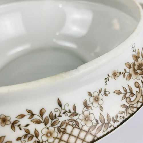 Jogo Jantar Porcelana Real Cenas Do Campo 37 Peças Vintage Branco 7