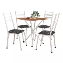 Conjunto De Mesa Paula 0,70m C/ 4 Cadeiras Branco/carvalho