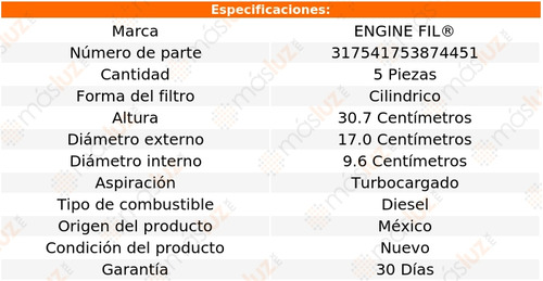 Paq 5 Filtros De Aire Manager L4 2.2l 11/16 Engine Fil Foto 2