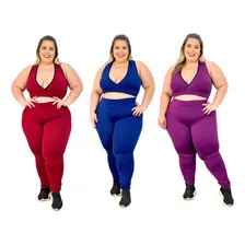 Kit 3 Conjuntos De Treino Legging Com Top Roupa Ginástica