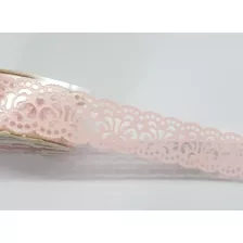 10 Rolo - Fita Adesiva Rendada Rosa Bebe 2.4cm 1metro/rolo Plástico