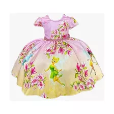 Vestido Infantil Fadas / Tinker Bell Acompanha Tiara Brinde