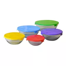 Bowls Con Tapa De Color X 5