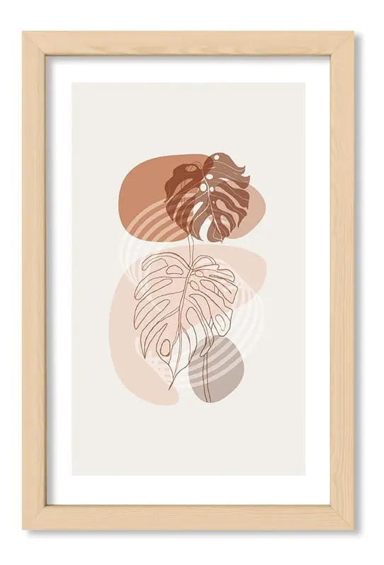 Cuadros Decorativos 20x30 Chato Natural Plantas Terracota 2 Madera Natural