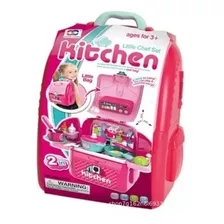 Cocina De Juguete Para Niña Tipo Maleta Morral + Accesorios