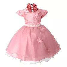 Vestido Infantil Princesa Realeza Rose Luxo Com Tiara