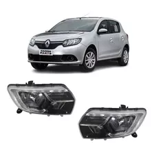 Par Farol Renault Logan Sandero 19 A 20 Foco Duplo Com Led