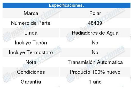 Radiador Agua Nissan Sentra Gxe 2.0l 00 A 01 Foto 2