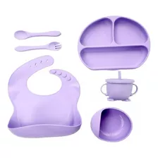 Set De Vajilla Silicona Para Bebés Platos Babero Y Cubiertos