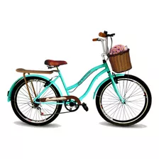Bicicleta Aro 26 Retrô Feminina Com Cesta Personalizada 6 V