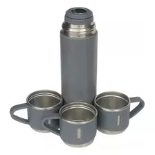 Kit Garrafa Térmica Camping Vacuum 500ml Xícaras Caneca Café