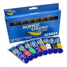 Estojo Tinta Acrílica Acrylic Colors Com 8 Bisnagas Acrilex