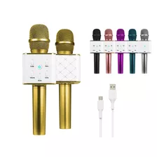 Microfono Karaoke Inalambrico Parlante Recargable Usb Color Dorado