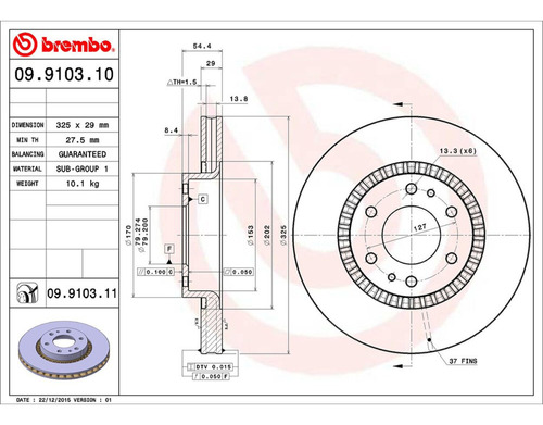 Rotor Freno Izquierdo O Derecho Delantero Ssr 03/06 Brembo Foto 2